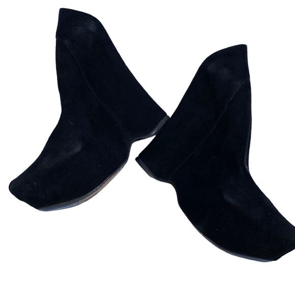 Gianmarco Lorenzi Black Suede Leather Almond Toe Wedge Platform Pumps 37 US7 - Picture 16 of 16